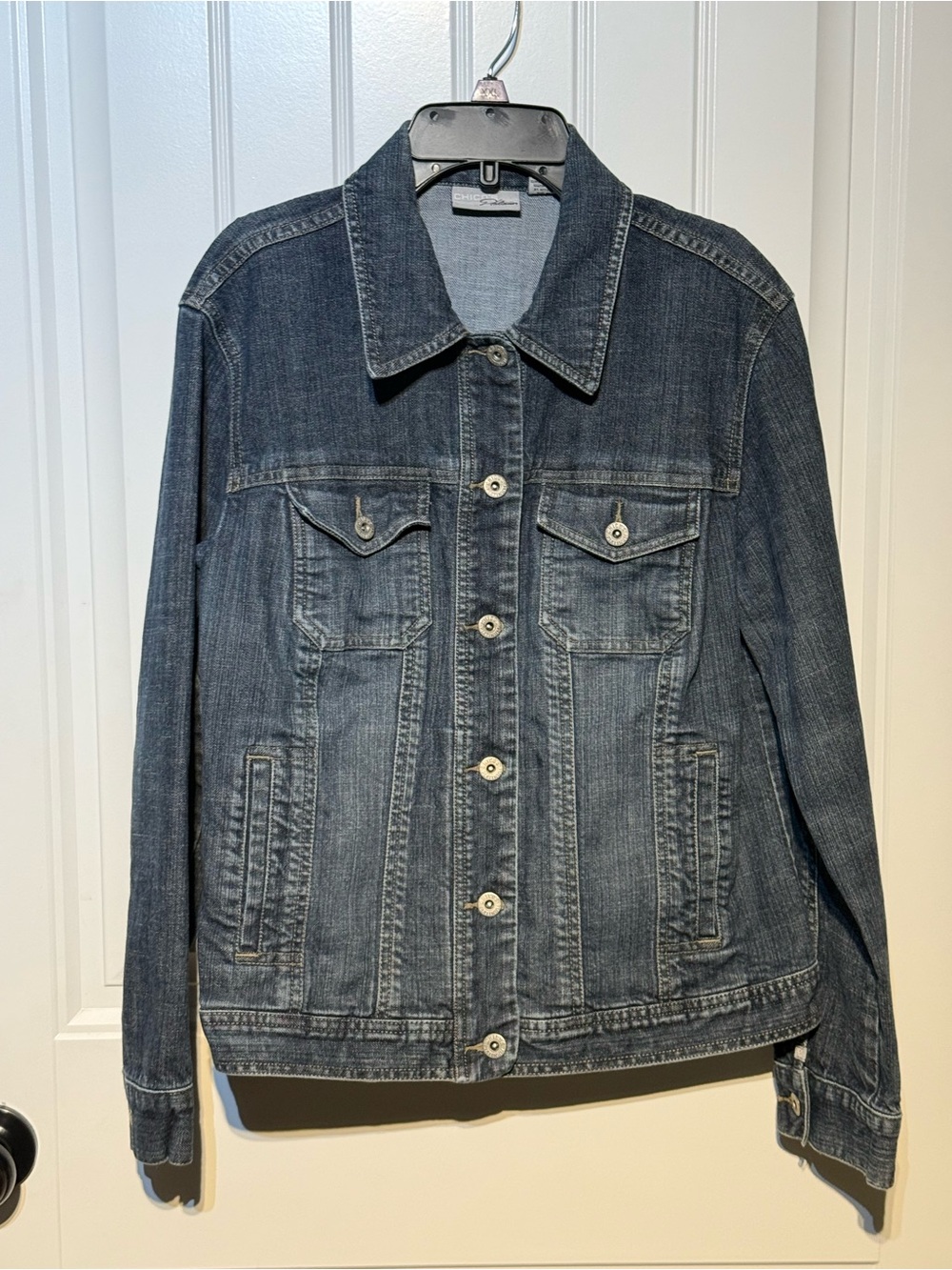 Chico's Platinum Dark Blue Denim Jacket